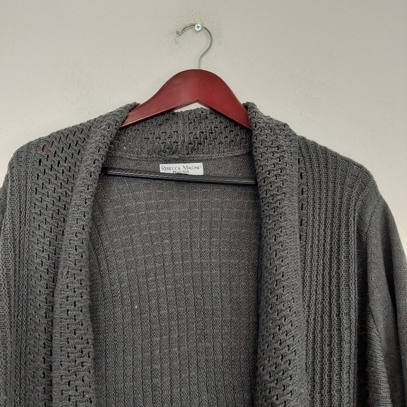 Rebecca Malone Charcoal Gray Long Sleeve Tunic Cardigan Sweater Wrap Size 1X. - Picture 3 of 10